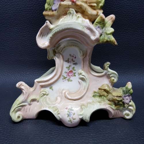Large Victorian Hand Painted Ceramic Candle Stand