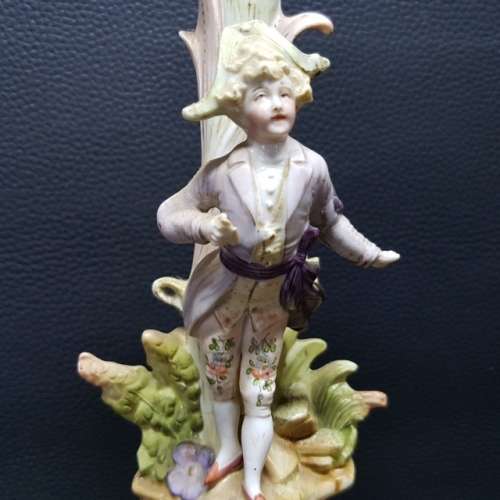 Large Victorian Hand Painted Ceramic Candle Stand