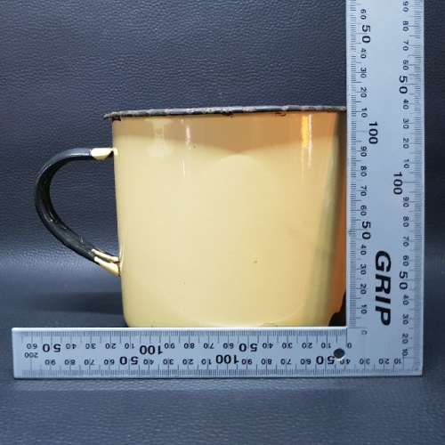 Old Vintage Large Enamel Mug and Bowl and Lid