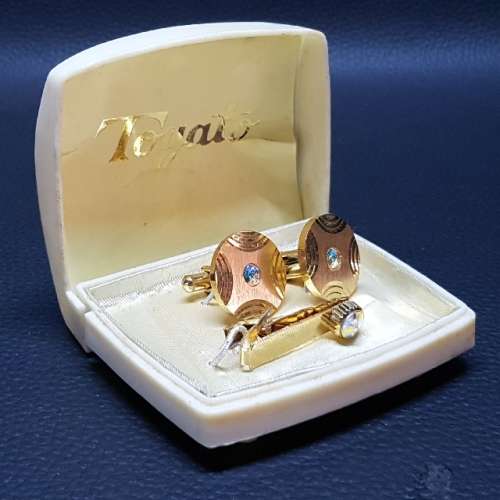Vintage Gold-plated Toyato Cufflinks and Tie Pin
