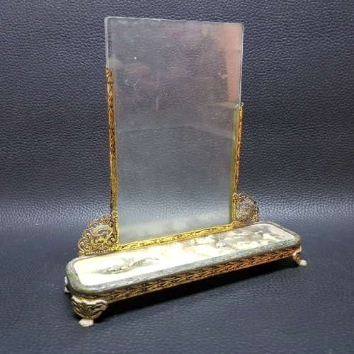 RARE Highly Decorative Oriental Brass and Glass Table Display Stand