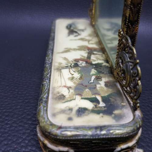 RARE Highly Decorative Oriental Brass and Glass Table Display Stand