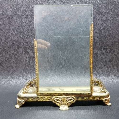 RARE Highly Decorative Oriental Brass and Glass Table Display Stand