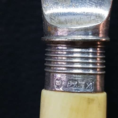 RARE Vintage Highly Decorative Sterling Silver Bone Handle Fish Knife Set!!!