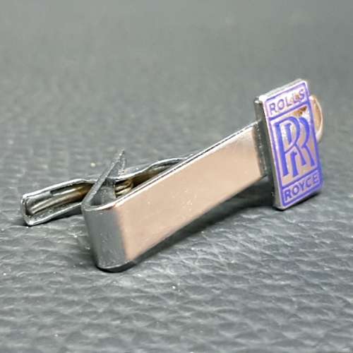 RARE Collectible Rolls Royce Enamel On Chrome Metal Tie Clip