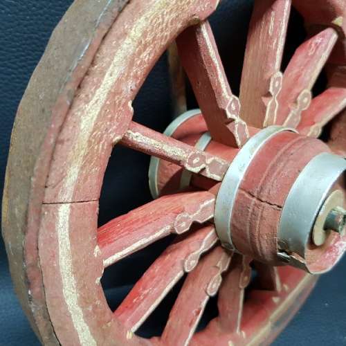 RARE Hand Crafted Vintage Small Wooden Ox Wagon Wheel!!!