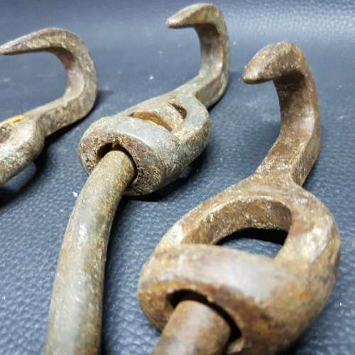 Large Vintage Swivel Head Cast Iron Meat Hooks