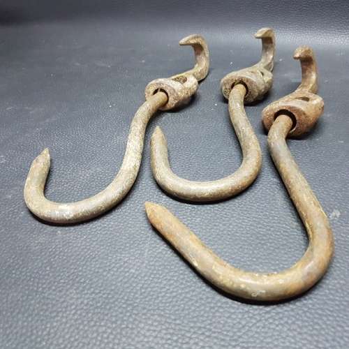 Large Vintage Swivel Head Cast Iron Meat Hooks