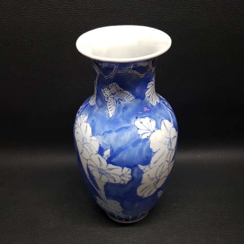 Oriental Glazed Blue and White Porcelain Vase