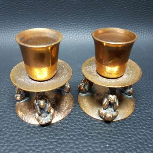 Two Copper "See No Evil" Monkey Candle Stands!!!
