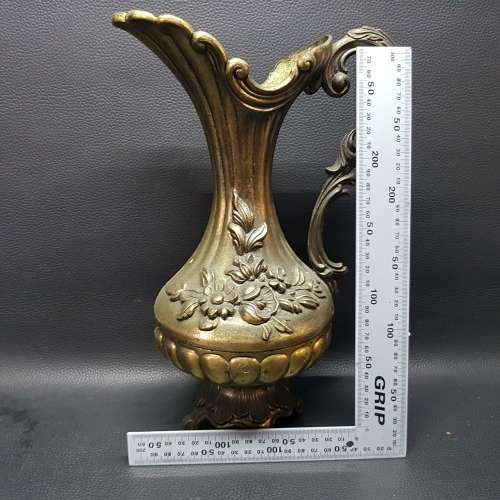 Large Italian Botanical Themed Metal Vase