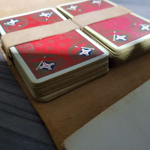 Vintage Double Playing Card Deck in Original Leather Pouch