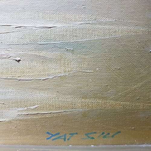 Framed Oriental Detailed Seascape Oil on Board by Yat Siu
