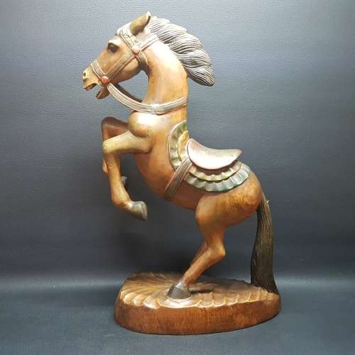 Large Vintage Hand Crafted Wood Stallion (550mm Tall)