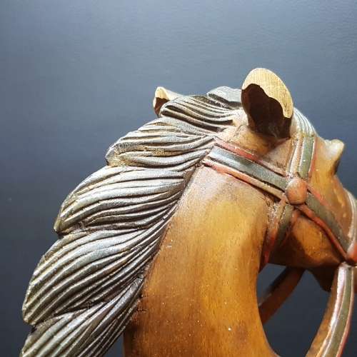 Large Vintage Hand Crafted Wood Stallion (550mm Tall)