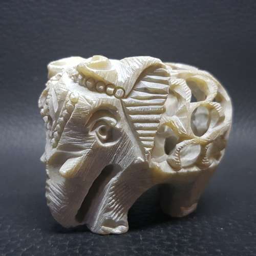 RARE!!! Detailed Three Dimensional Carved Stone Elephant (Baby Inside)