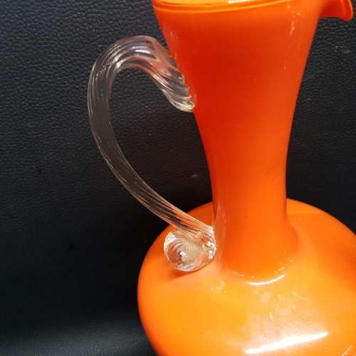 Large Orange Mid Century Glass Pitcher!!!