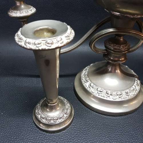 Large Highly Decorative Silver-plate Candle Stand and Burner (Bid for Both)