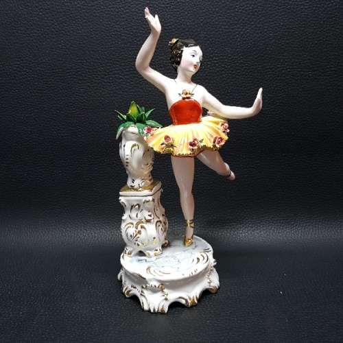 Large Antique Italian Hand Painted Ballerina Porcelain Figurine