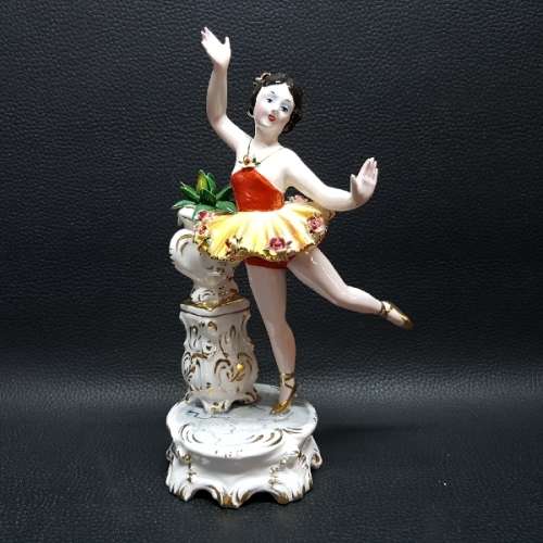 Large Antique Italian Hand Painted Ballerina Porcelain Figurine