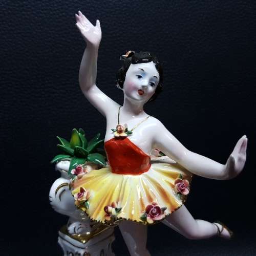 Large Antique Italian Hand Painted Ballerina Porcelain Figurine