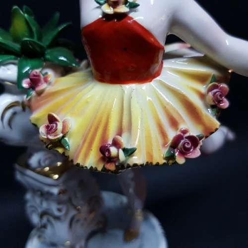 Large Antique Italian Hand Painted Ballerina Porcelain Figurine