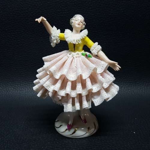 Antique Dresden German Lace Porcelain Ballerina Figurine