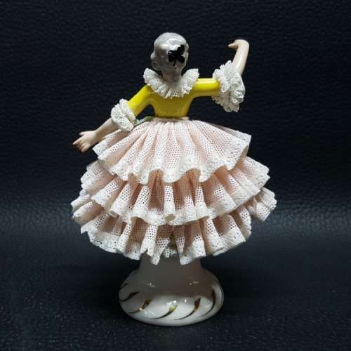 Antique Dresden German Lace Porcelain Ballerina Figurine