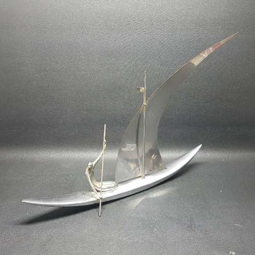 Large Ornamental Solid Pewter Sailboat!!!