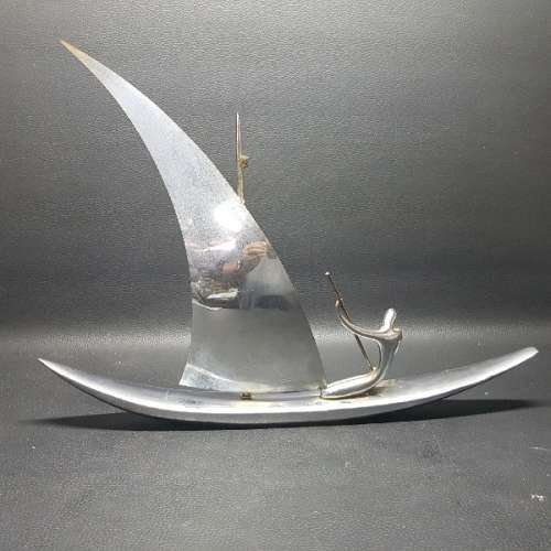 Large Ornamental Solid Pewter Sailboat!!!