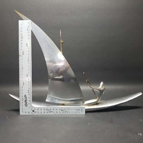 Large Ornamental Solid Pewter Sailboat!!!