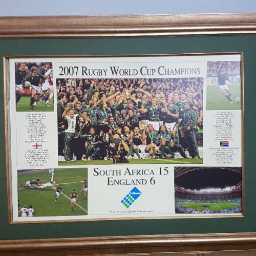 LARGE Framed 2007 Rugby World Cup Champions Official Telkom Artwork (1500 x 1000)