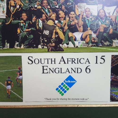 LARGE Framed 2007 Rugby World Cup Champions Official Telkom Artwork (1500 x 1000)