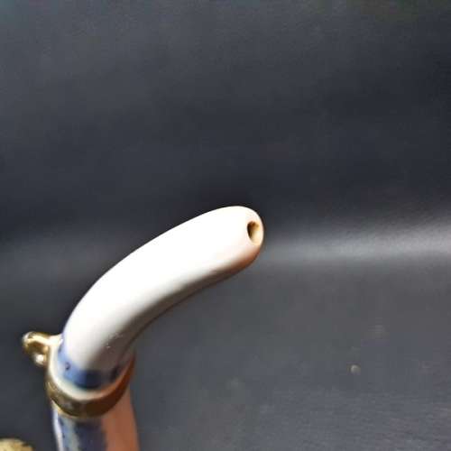 Large Vintage Standing Oriental Glazed Porcelain Smoking Pipe