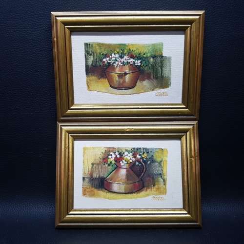 Framed Original Johan Coetzer Still Life Paintings 145mm x 185mm (Bid for Both)