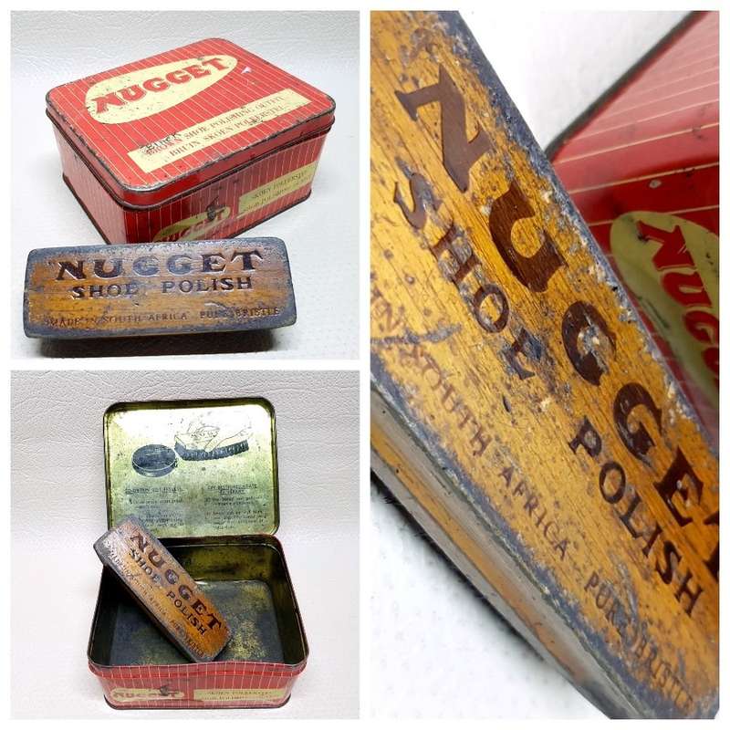 RARE!!! Original Vintage Nugget Polish Tin and Nugget Brush!!!