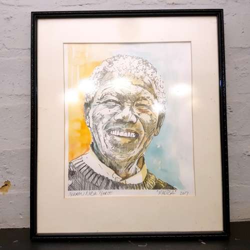 Framed Original Madiba Watercolor By Norman Pearce (400mm x 300mm)