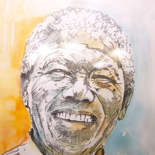 Framed Original Madiba Watercolor By Norman Pearce (400mm x 300mm)