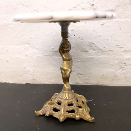 Small Detailed Brass and Marble Wine Bottle Table!!!