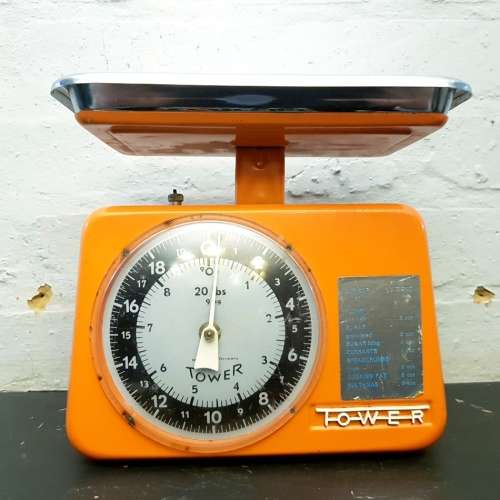 Vintage Retro Orange Tower Kitchen Scale and Chrome Bowl!!!