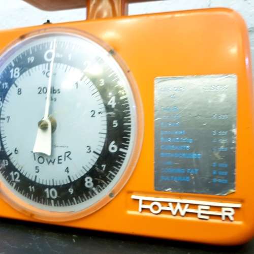 Vintage Retro Orange Tower Kitchen Scale and Chrome Bowl!!!