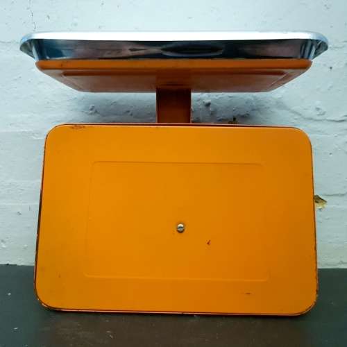 Vintage Retro Orange Tower Kitchen Scale and Chrome Bowl!!!