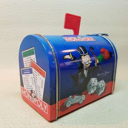 Original Monopoly Lithographed Tin Savings Bank!!!!