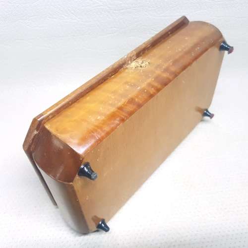 Vintage Wood Inlayed Jewelry Box (Note Damage to Keyhole)