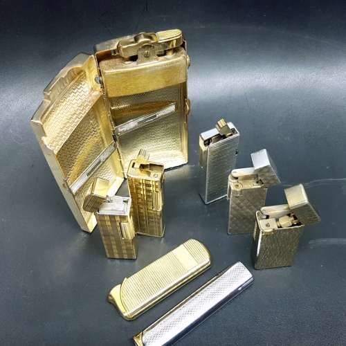 MASSIVE Upright Gold and Silver-plate Lighters and Lighter-case lighter Collection!!!