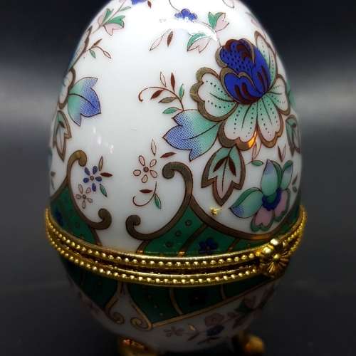 Highly Decorative Porcelain Faberge Style Trinket Box Egg