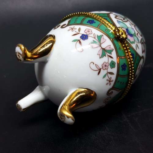 Highly Decorative Porcelain Faberge Style Trinket Box Egg