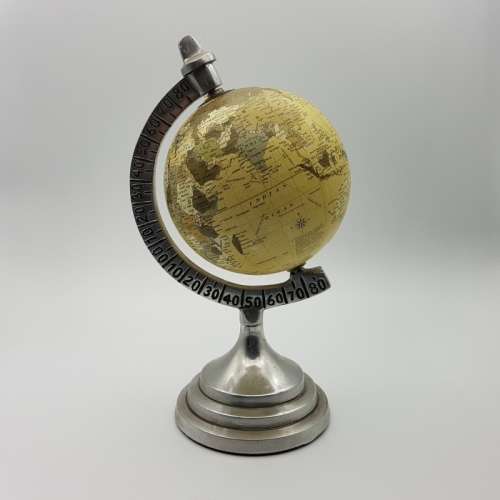 Highly Detailed Pewter Stand Globe (30cm Tall)