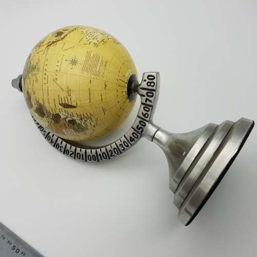 Highly Detailed Pewter Stand Globe (30cm Tall)