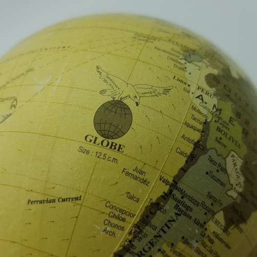 Highly Detailed Pewter Stand Globe (30cm Tall)